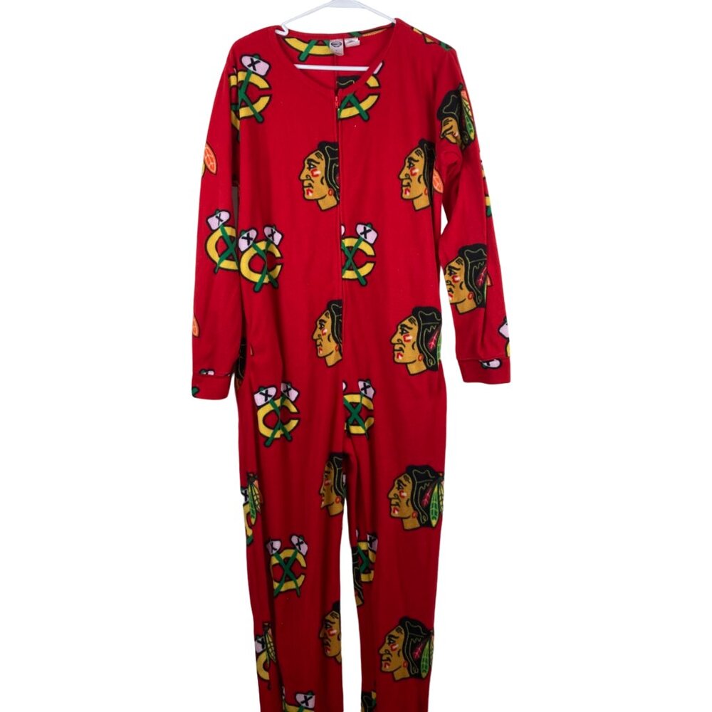 NHL Chicago Blackhawks Ice Hockey Mens Womens Sz L One‎ Piece Pajamas